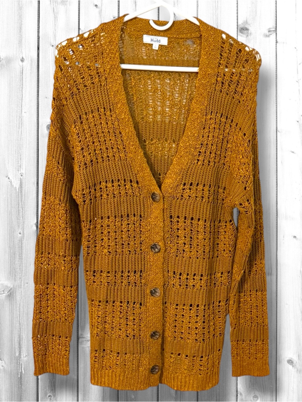 🌼Mudd Open Weave Button-Front Cardigan - Mustard